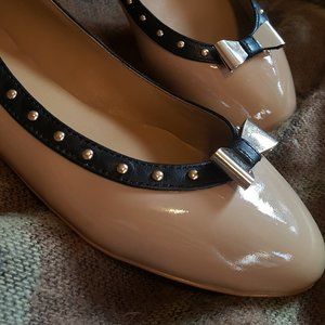 NWOT Talbot Gold Bow and Studded leather flats